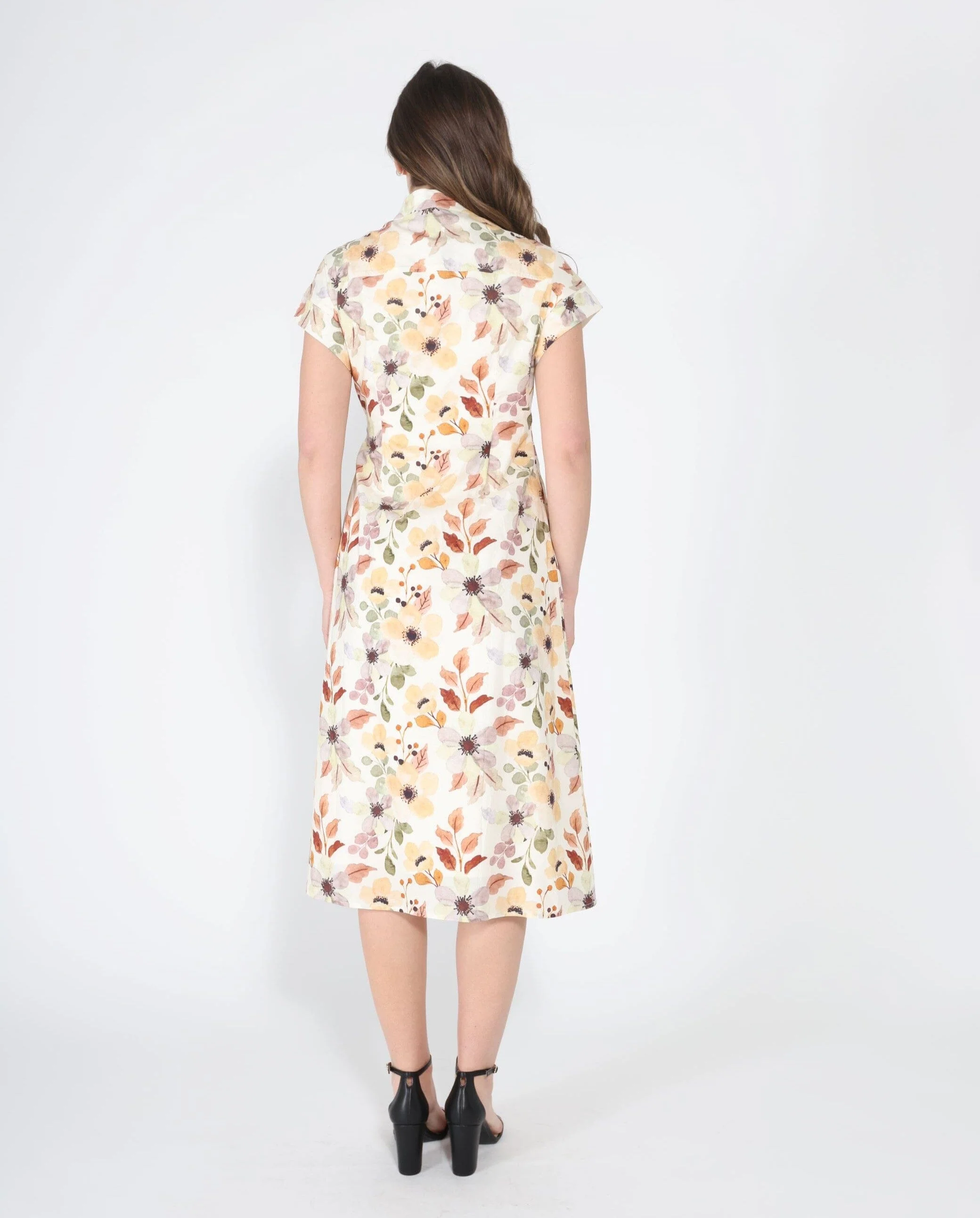 Flower print cross body short sleeve dress - Image 8