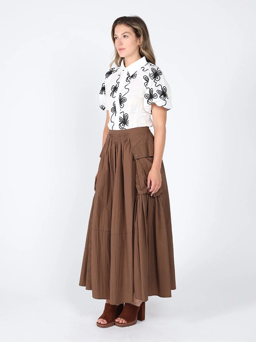 Flower stitch puffed sleeve shirt - Image 3