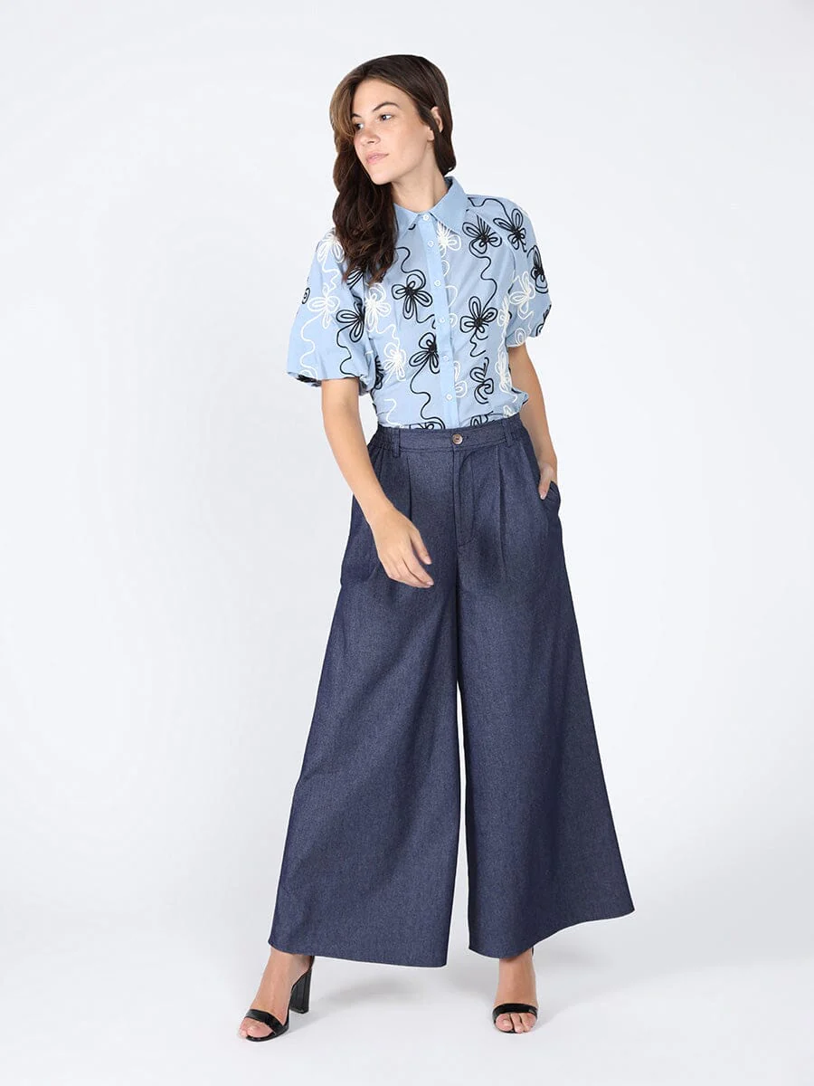 Flower stitch puffed sleeve shirt - Image 6
