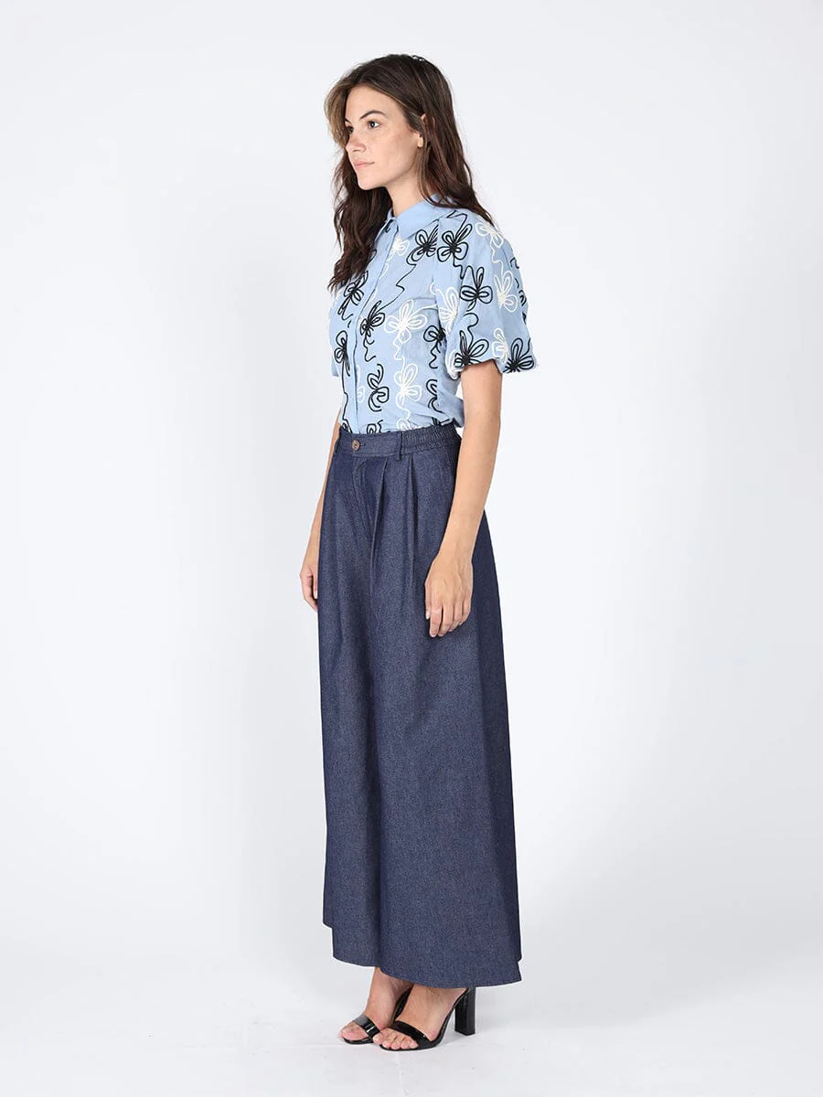 Flower stitch puffed sleeve shirt - Image 7