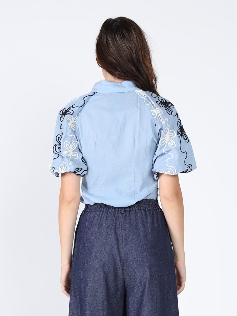 Flower stitch puffed sleeve shirt - Image 8