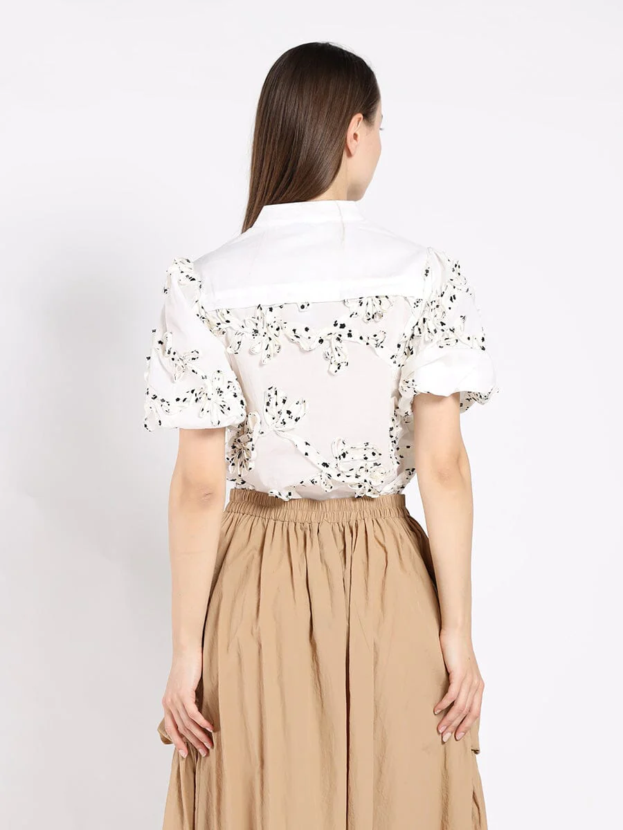 Front Body Floral Fabric Work Caller Top - Image 4