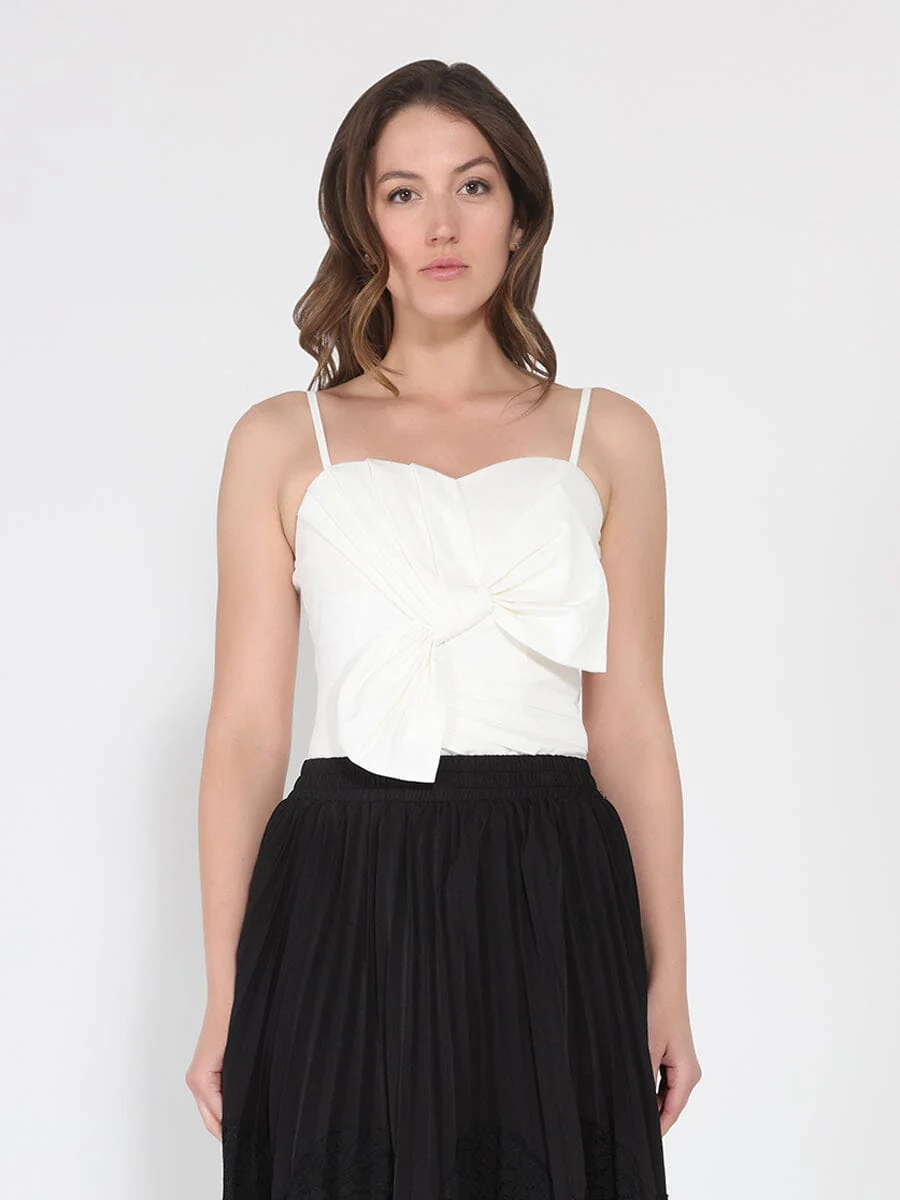 Front Bow-Tie Smoked Back Bustier Top