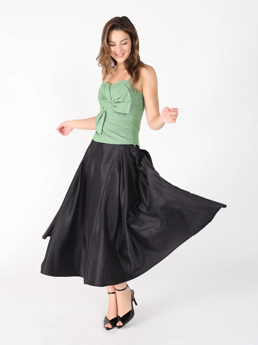 Front Bow-Tie Smoked Back Bustier Top - Image 6