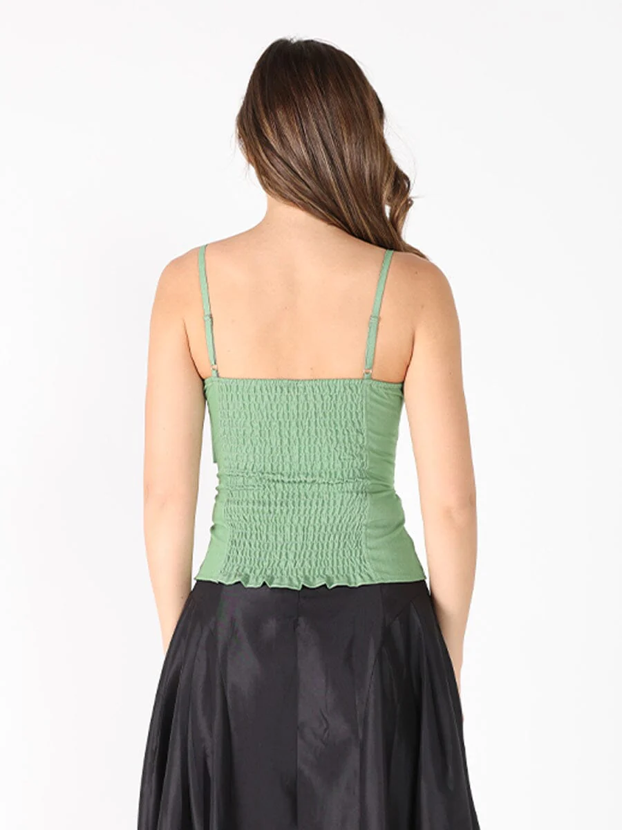 Front Bow-Tie Smoked Back Bustier Top - Image 8