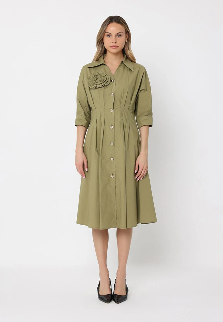 Front Button Down Dolman Sleeve Dress