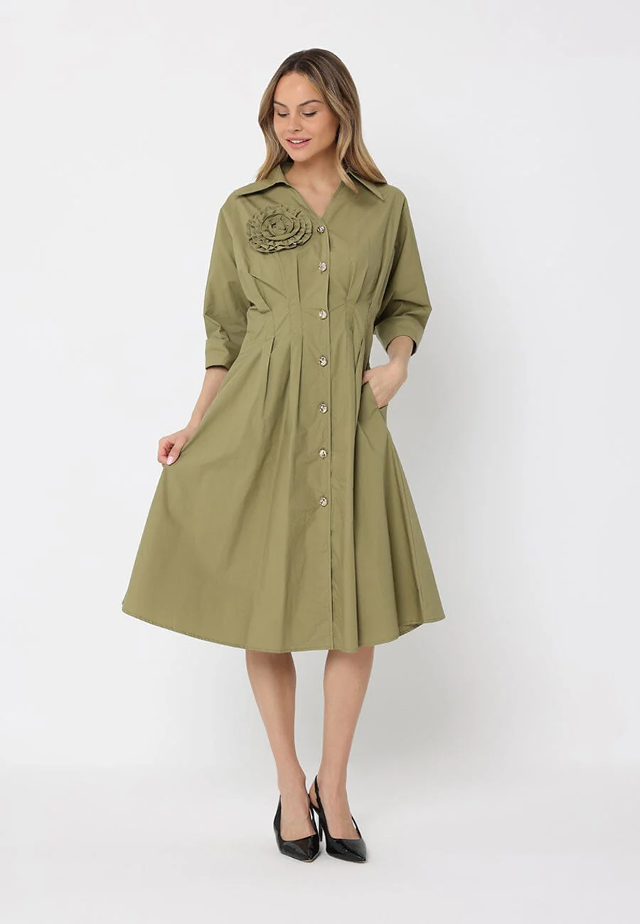 Front Button Down Dolman Sleeve Dress - Image 2