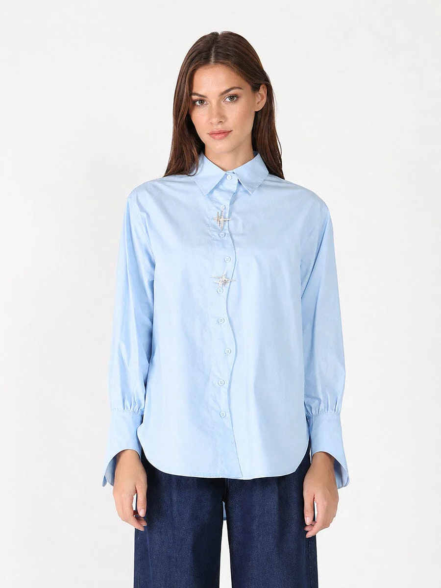 Front Button Open Long Sleeve Shirt Top