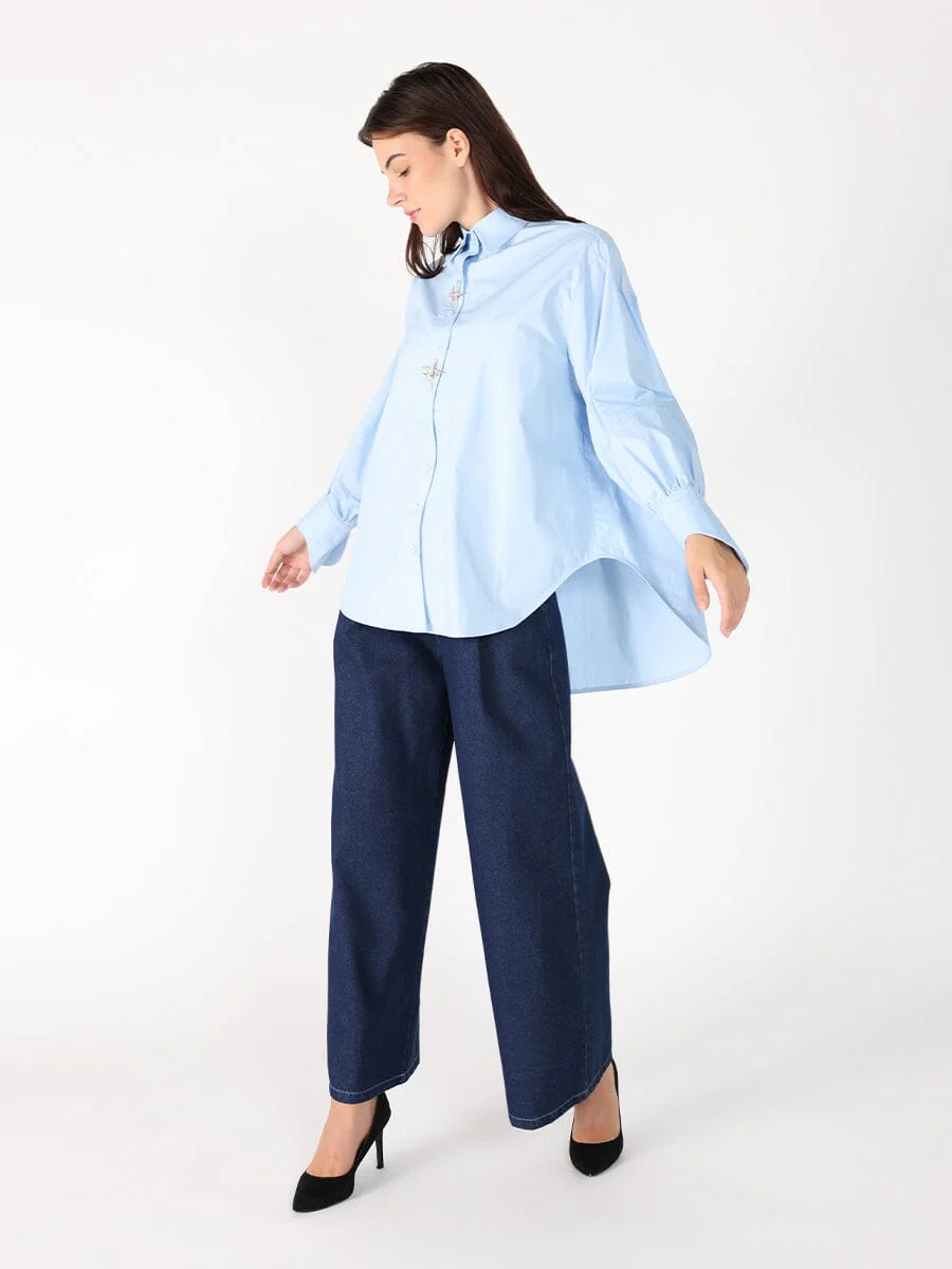Front Button Open Long Sleeve Shirt Top - Image 2