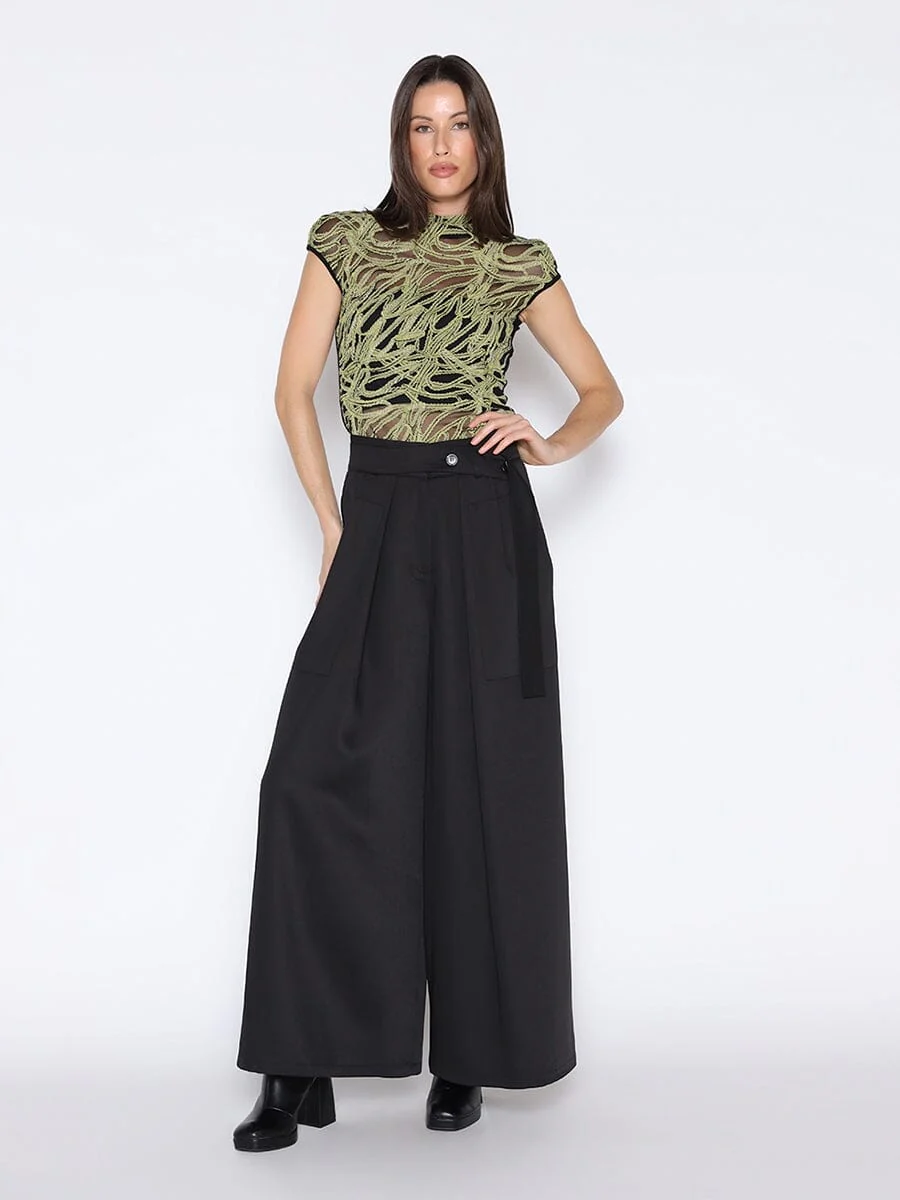 Front Embroidered Sleeveless Mock Neck Top - Image 2