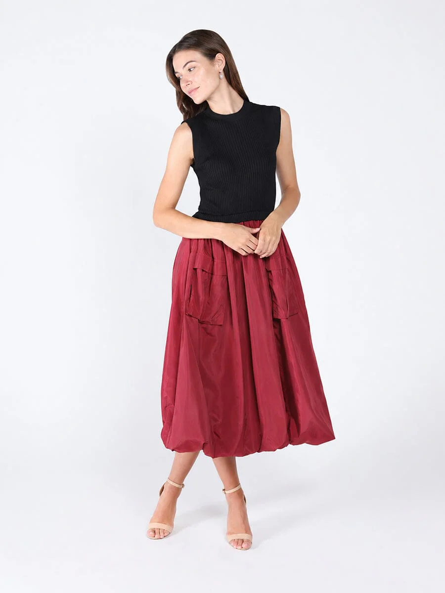 Half Body Knit & Half Bottom Polyester Long Dress - Image 2