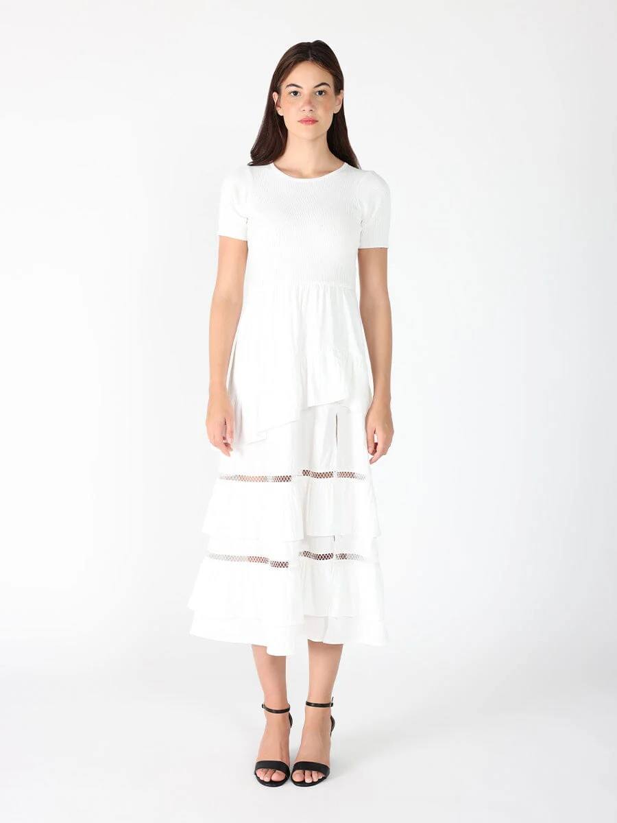 Half Knit Fabric Long Dress