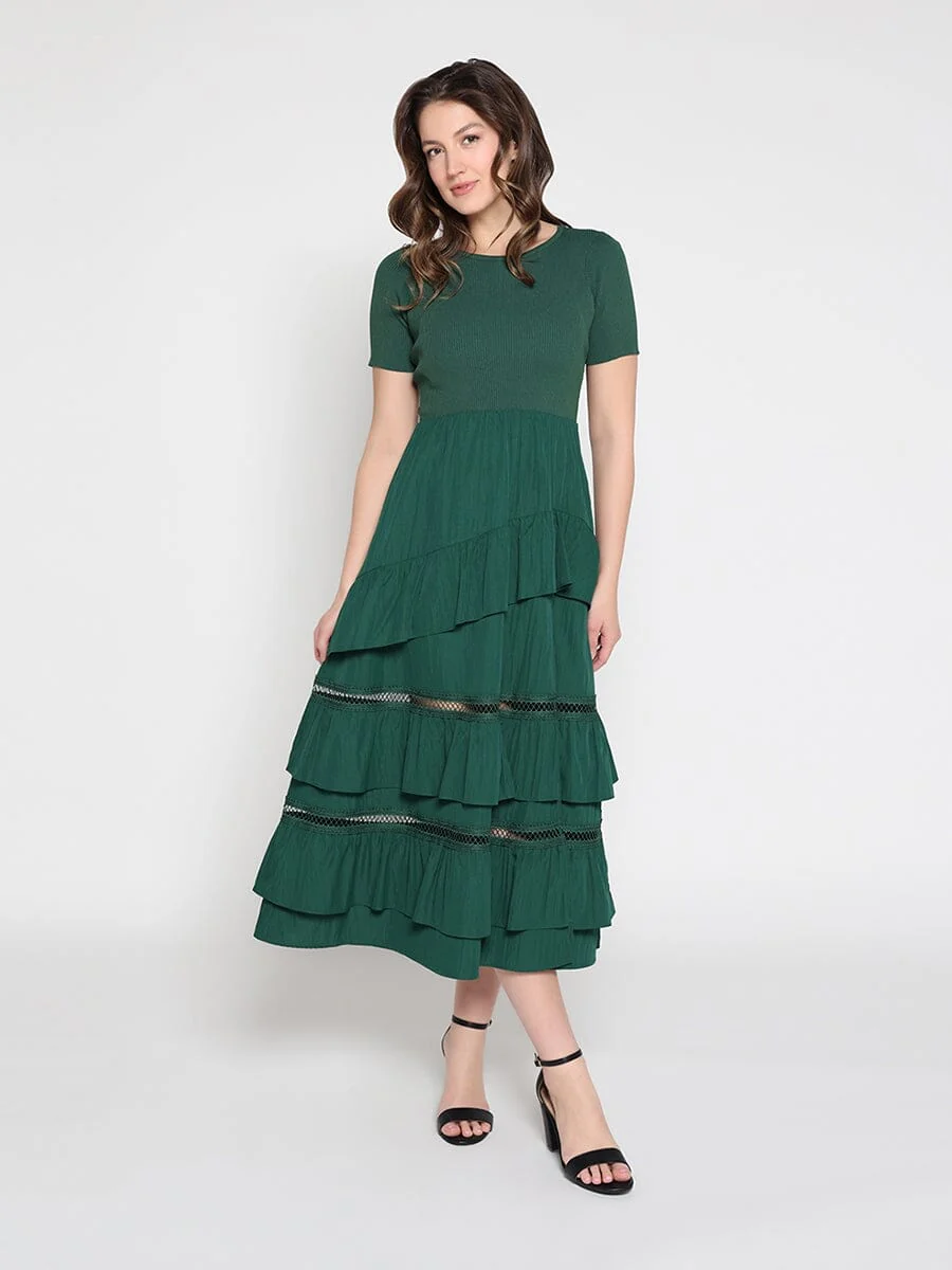 Half Knit Fabric Long Dress - Image 5