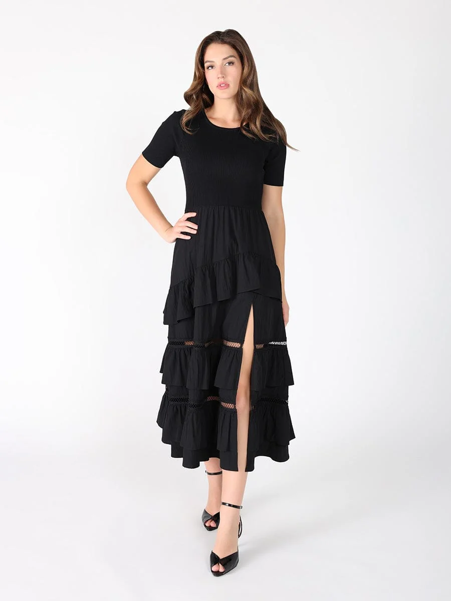 Half Knit Fabric Long Dress - Image 9