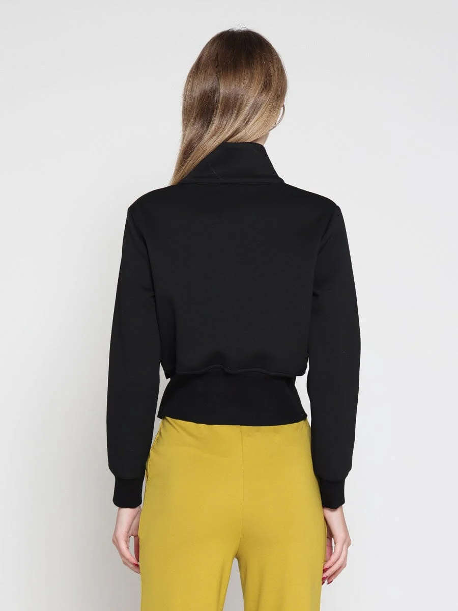 Highneck Scuba Assymetrical Ruffled Zip Jacket - Image 12