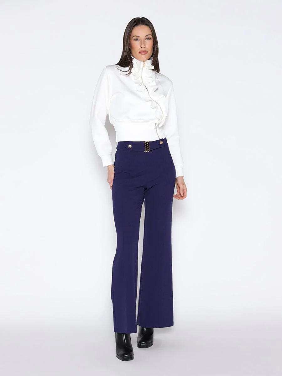 Highneck Scuba Assymetrical Ruffled Zip Jacket - Image 2