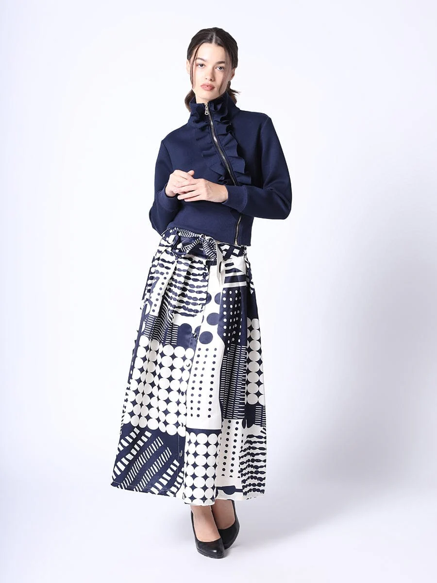 Highneck Scuba Assymetrical Ruffled Zip Jacket - Image 6