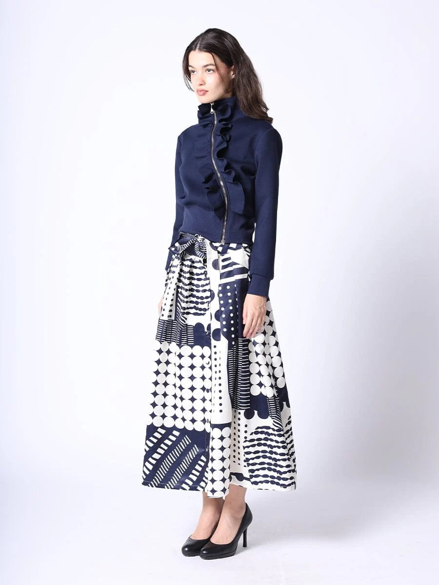 Highneck Scuba Assymetrical Ruffled Zip Jacket - Image 7
