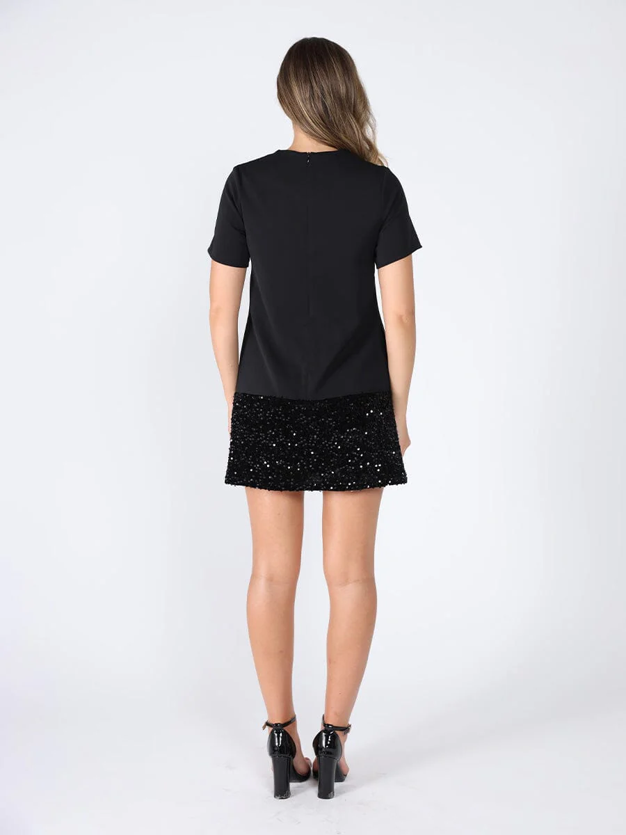 Keyhole Neck Bow Tie Sequin Embellished Dress - Image 4