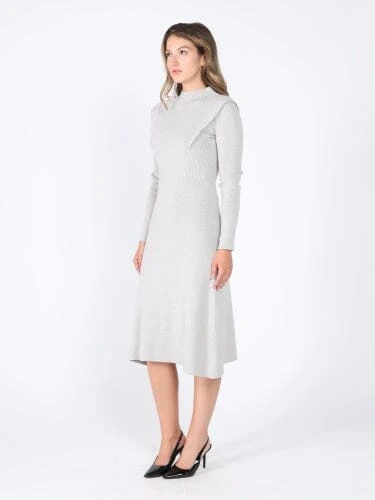 Knitted long sleeve elastic waist maxi dress - Image 3