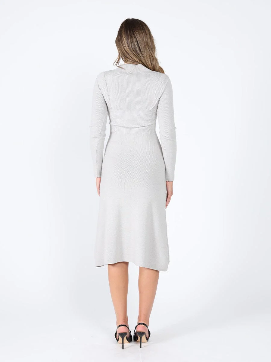 Knitted long sleeve elastic waist maxi dress - Image 4