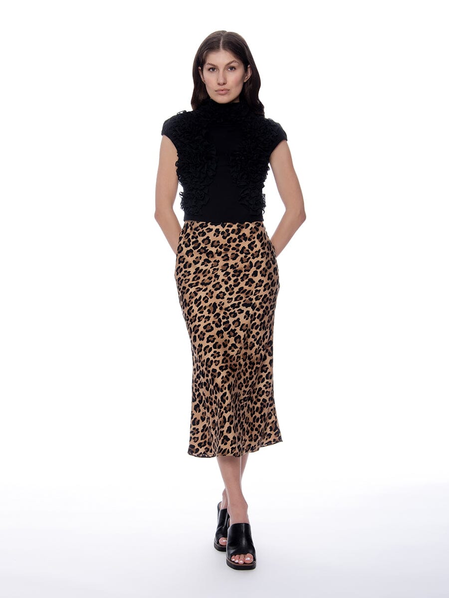 Leopard Print Satin Fishtail Midi Skirt - Image 2