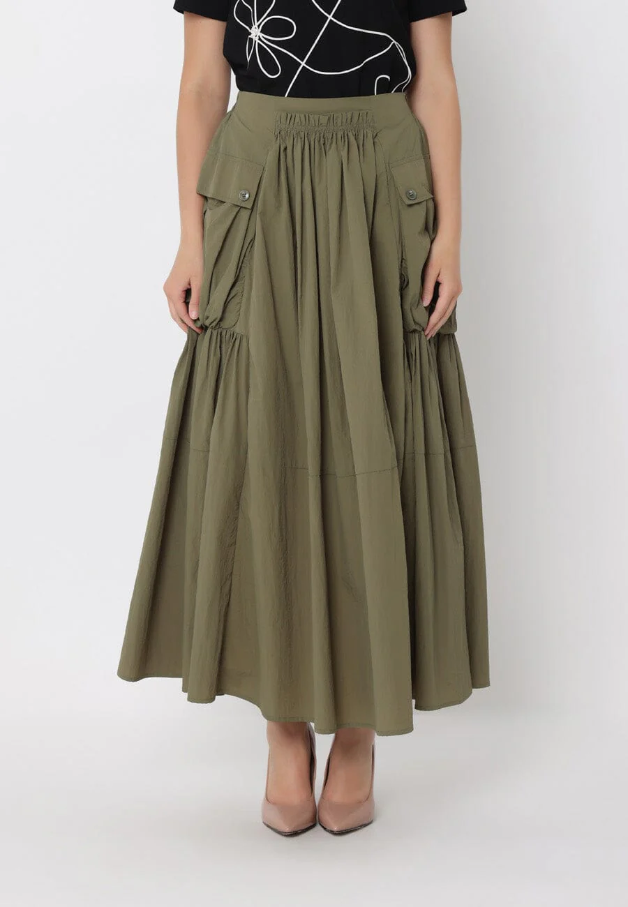 Long Parachute Cargo Skirt
