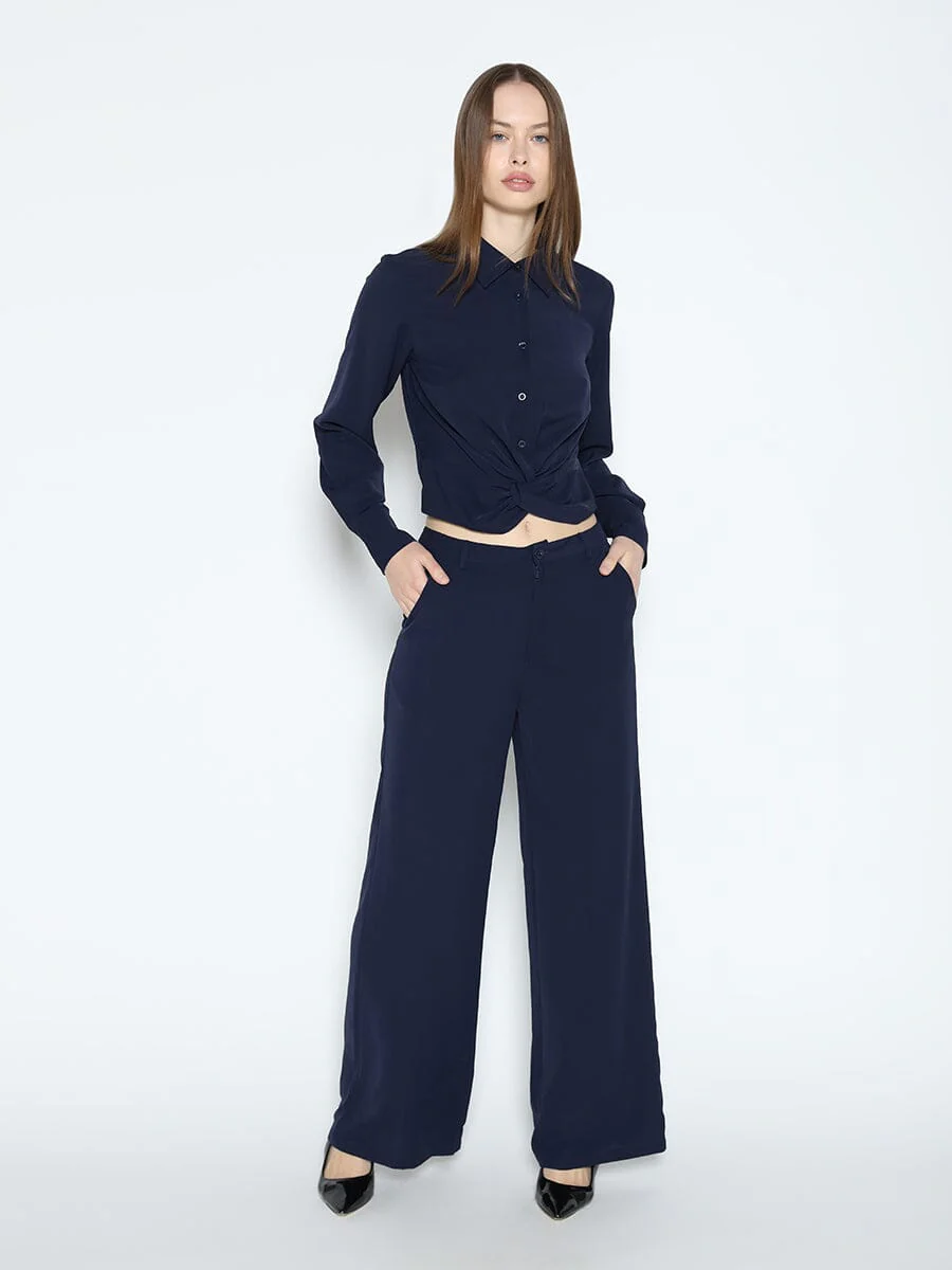 Long Sleeve Button Down Twist Front Shirt - Image 2