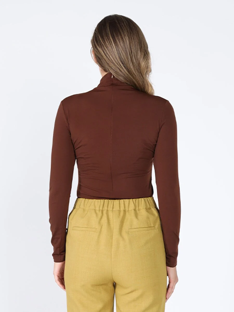 Long Sleeve Mock Neck Flower Applique Top - Image 4
