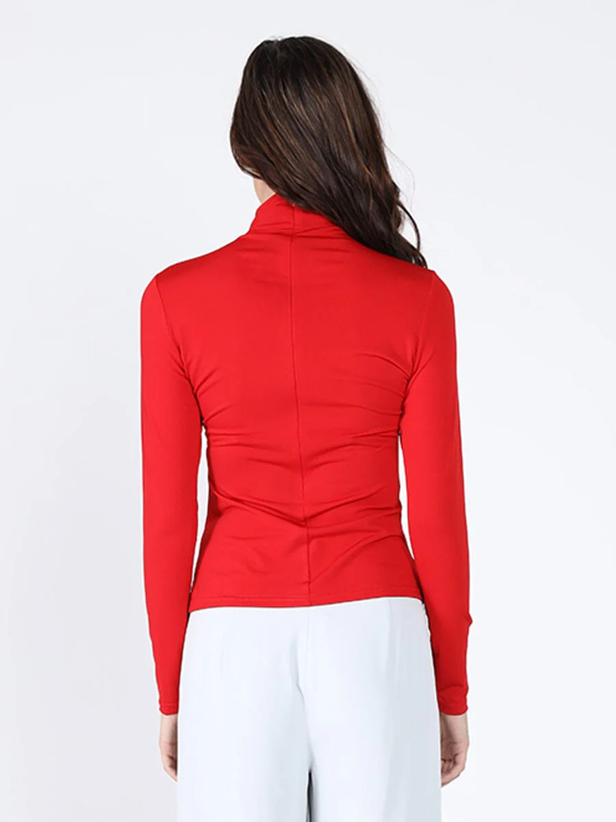 Long Sleeve Mock Neck Flower Applique Top - Image 8