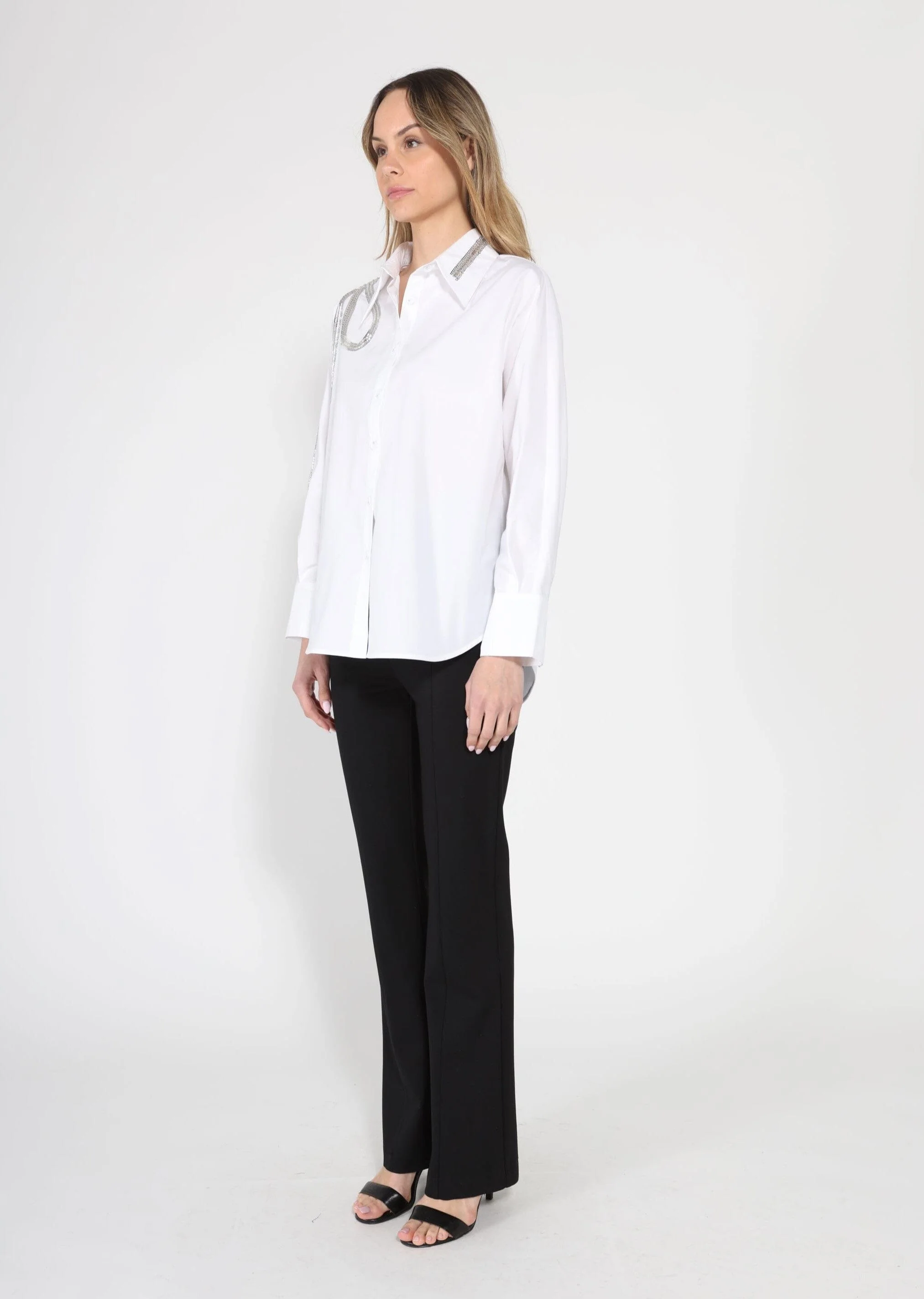 Long Sleeve Shirt Button Down Sequin Embellished - Image 15