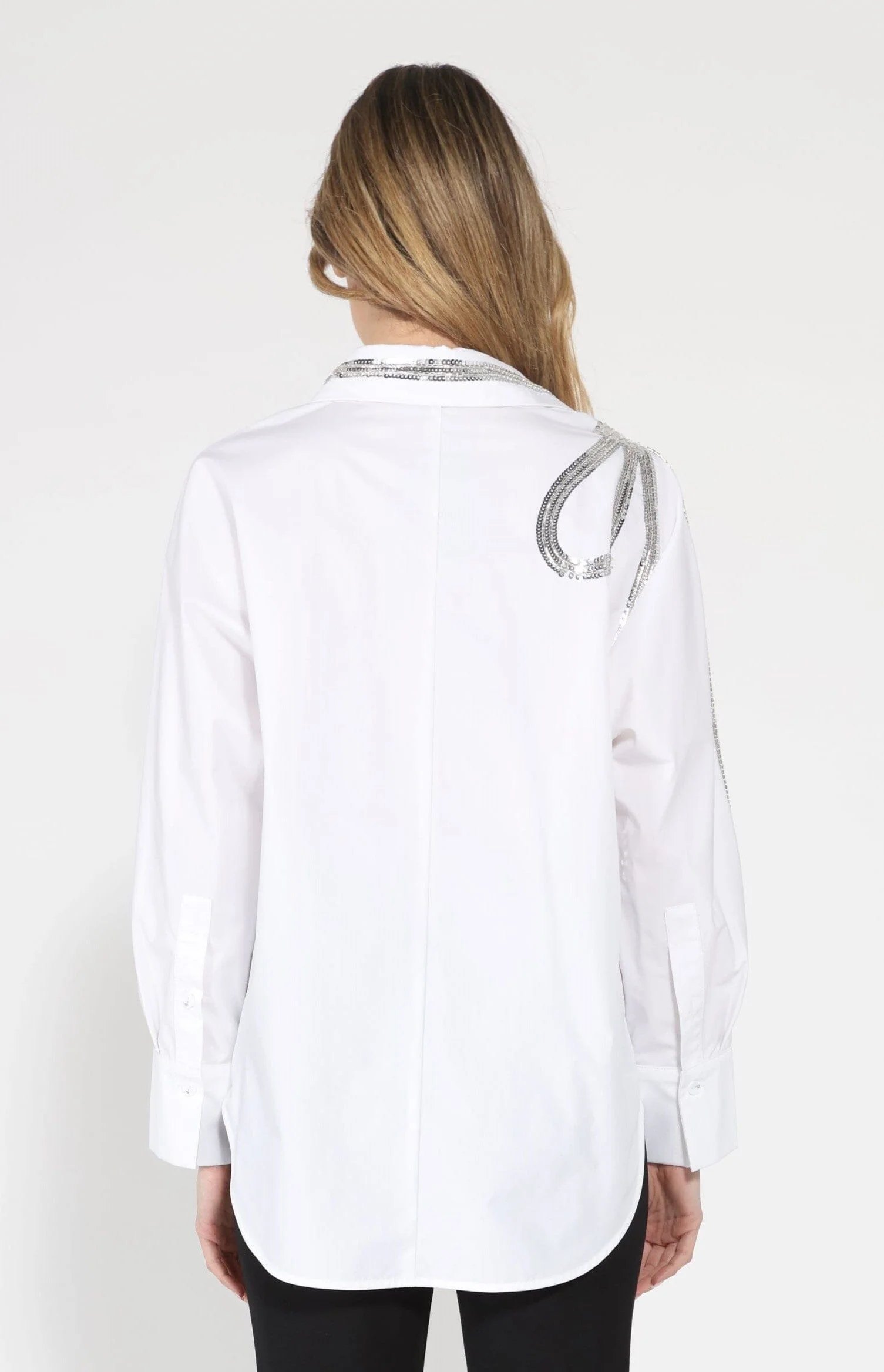 Long Sleeve Shirt Button Down Sequin Embellished - Image 16