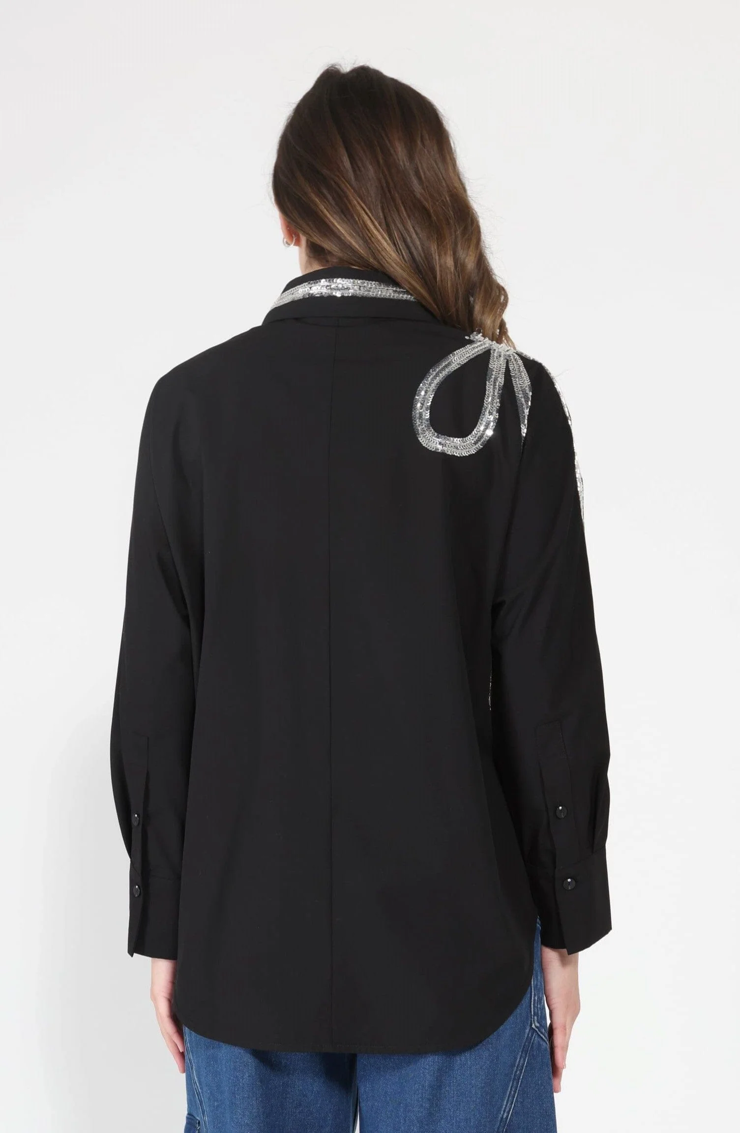 Long Sleeve Shirt Button Down Sequin Embellished - Image 8