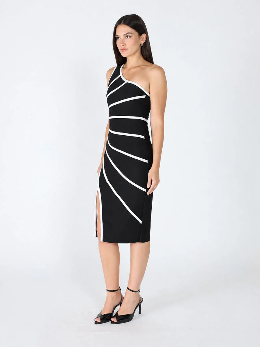 One Side Sleeve Bottom Slit Dress - Image 3