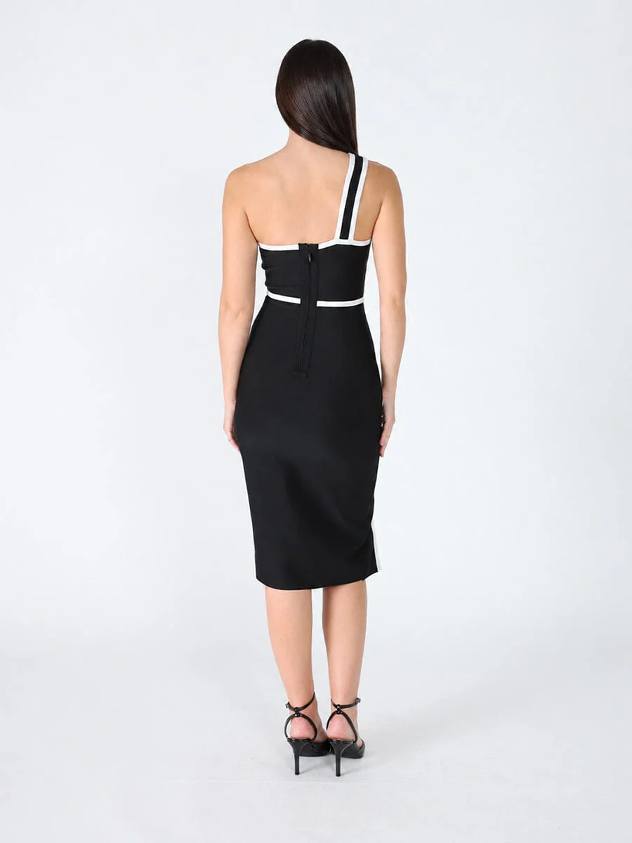One Side Sleeve Bottom Slit Dress - Image 4