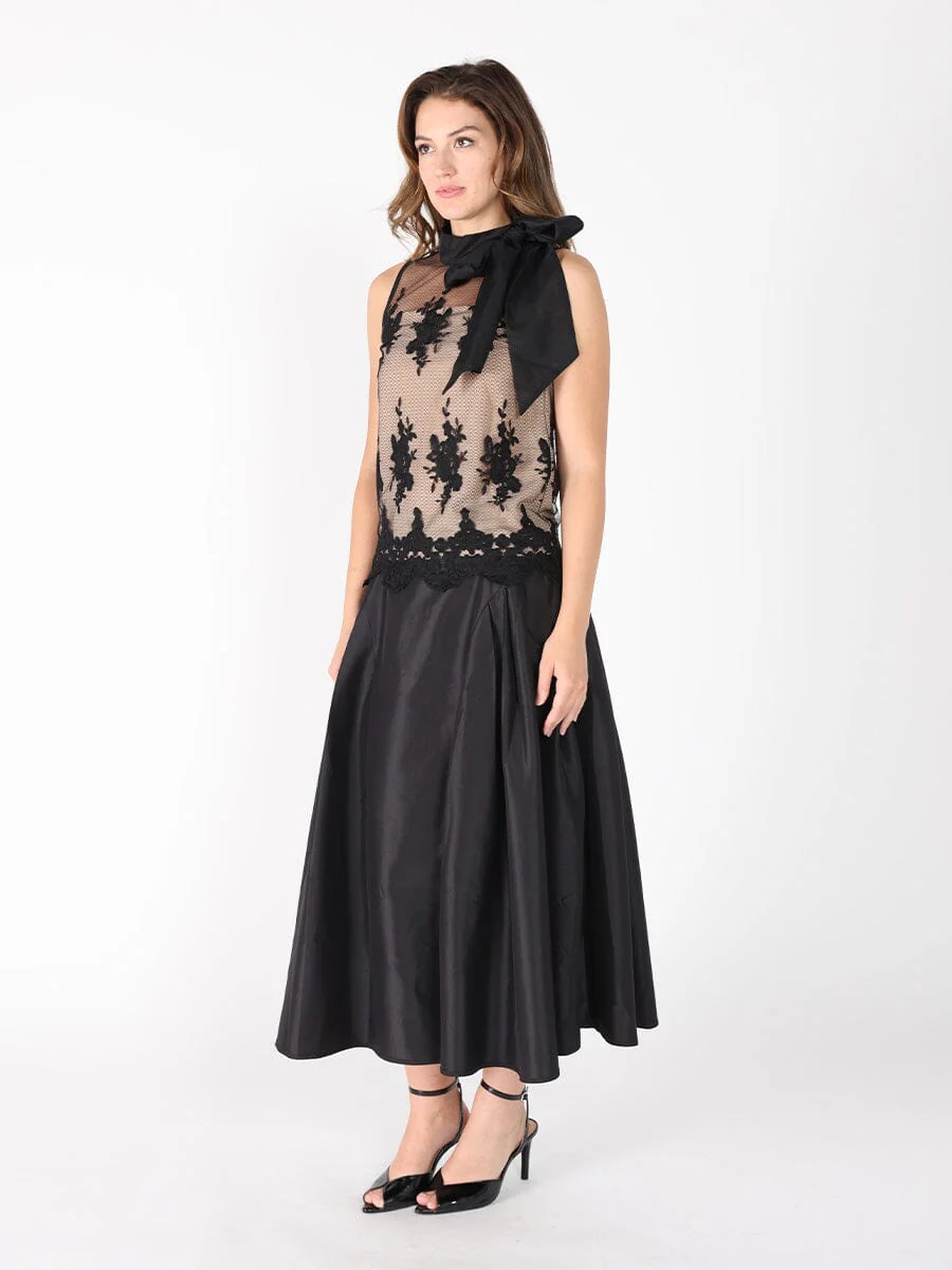 Organza-Like Neck Tie Sleeveless See-Through Top - Image 3