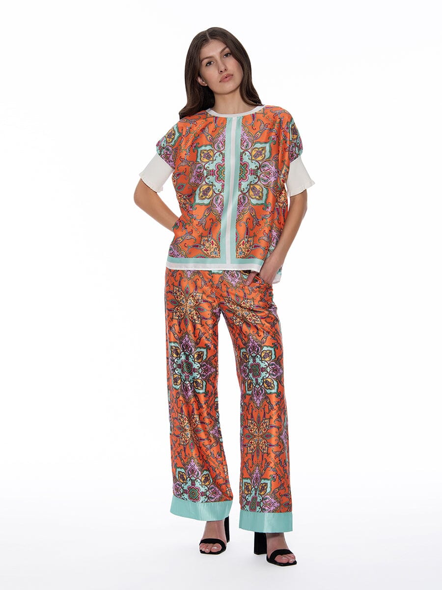 Paisley Print Wide Leg Pants - Image 2