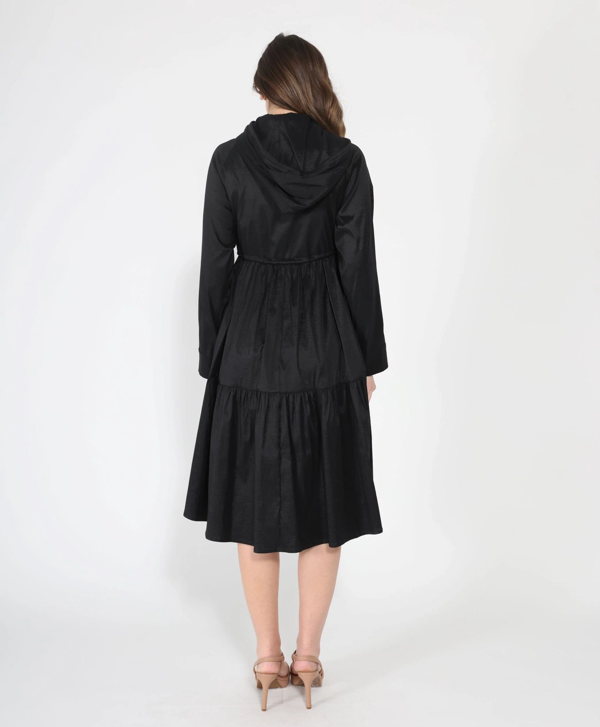 Parachute Gathered Hoodie Dress With Drawstring - Image 8