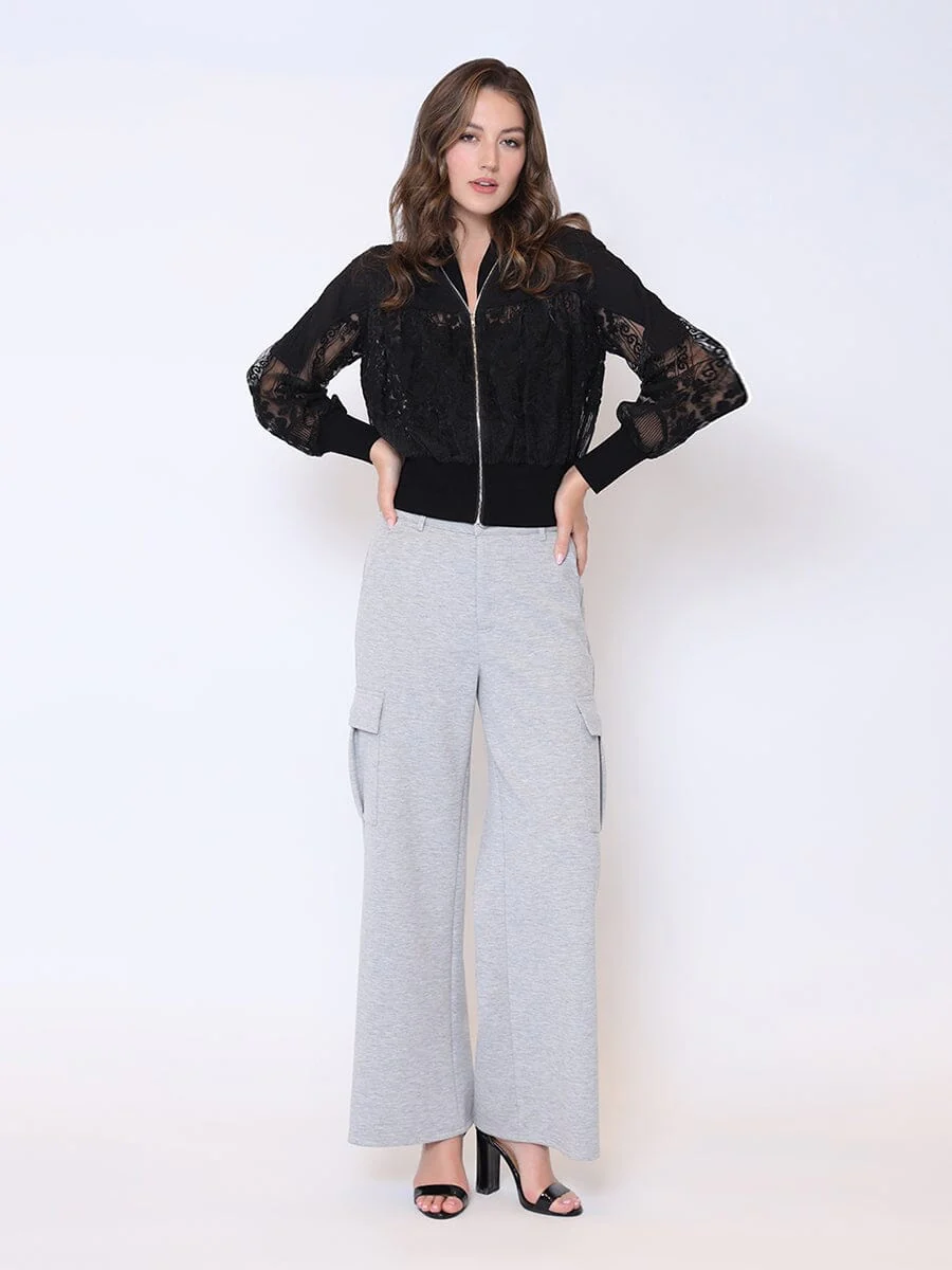 Patchwork Lace Embroidered Zip-Up Jacket - Image 6