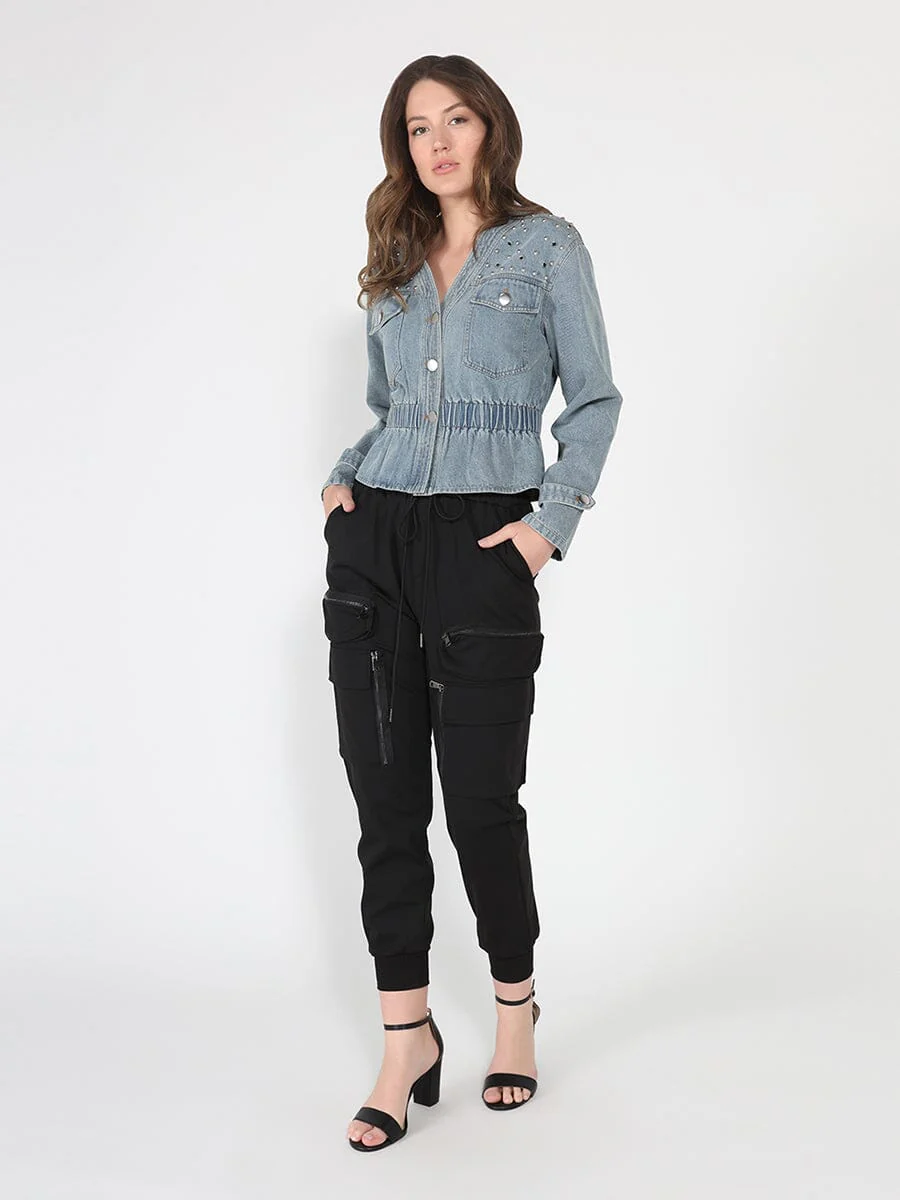 Pearl Embellished Elastic Waist Long Sleeve - Image 2