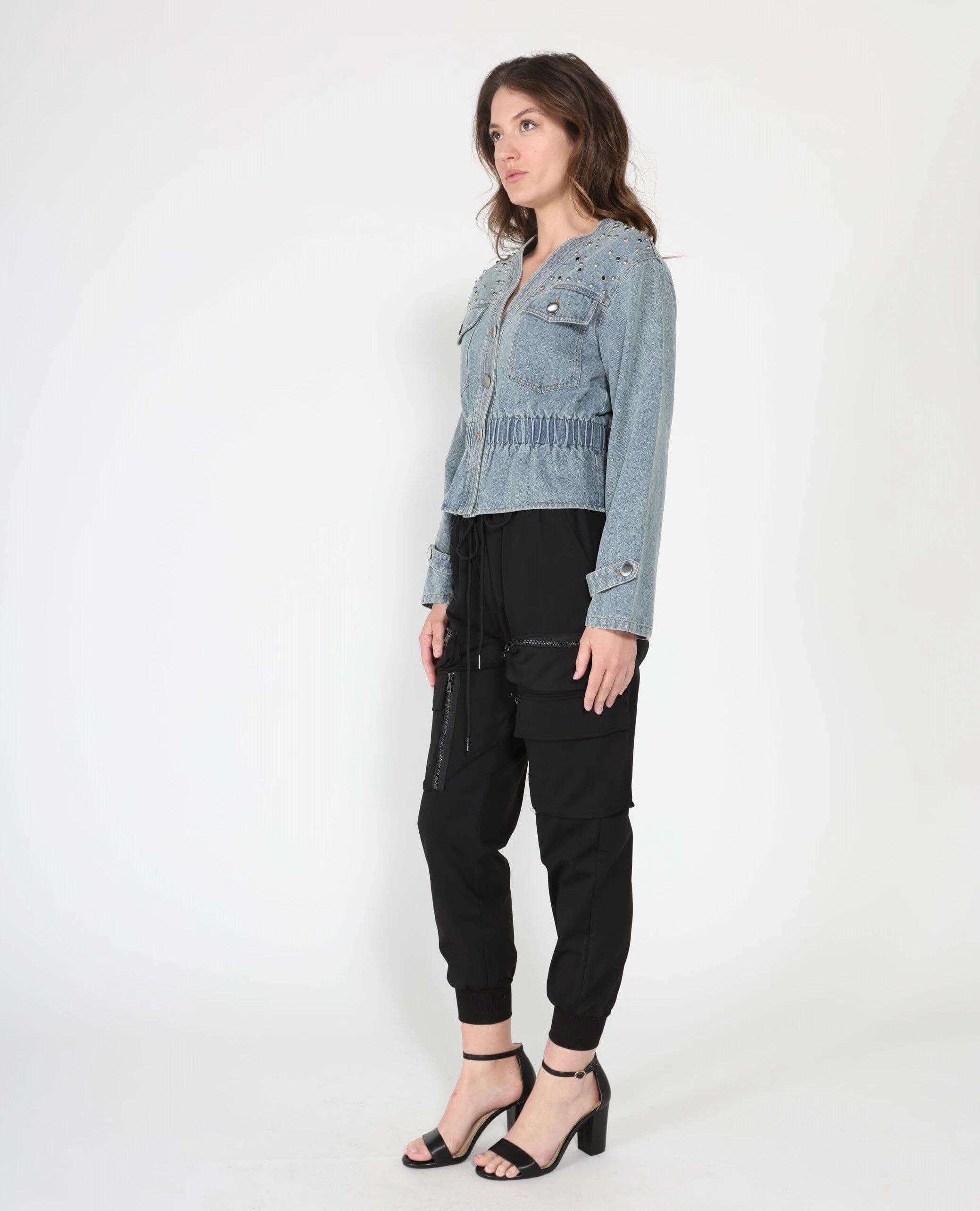 Pearl Embellished Elastic Waist Long Sleeve - Image 3