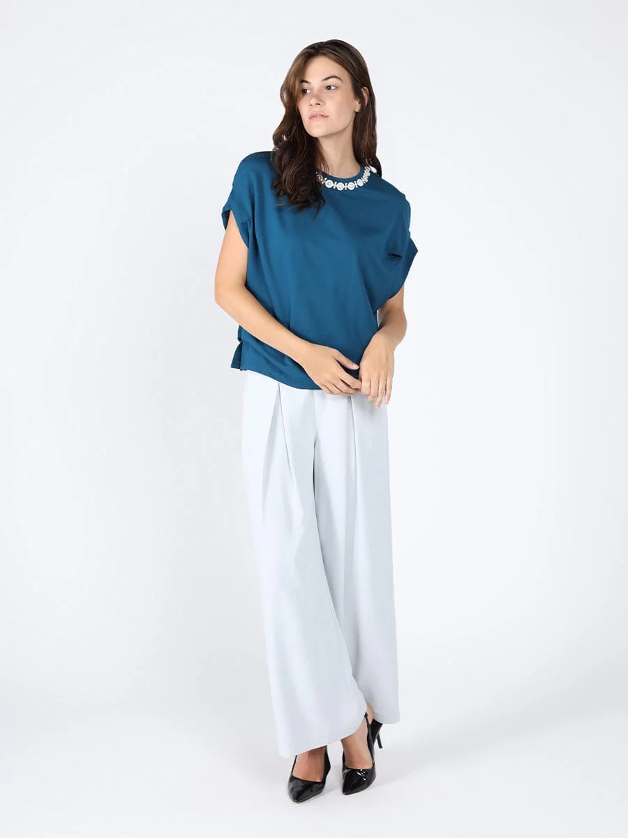 Pearl Work Round Neck Top - Image 2