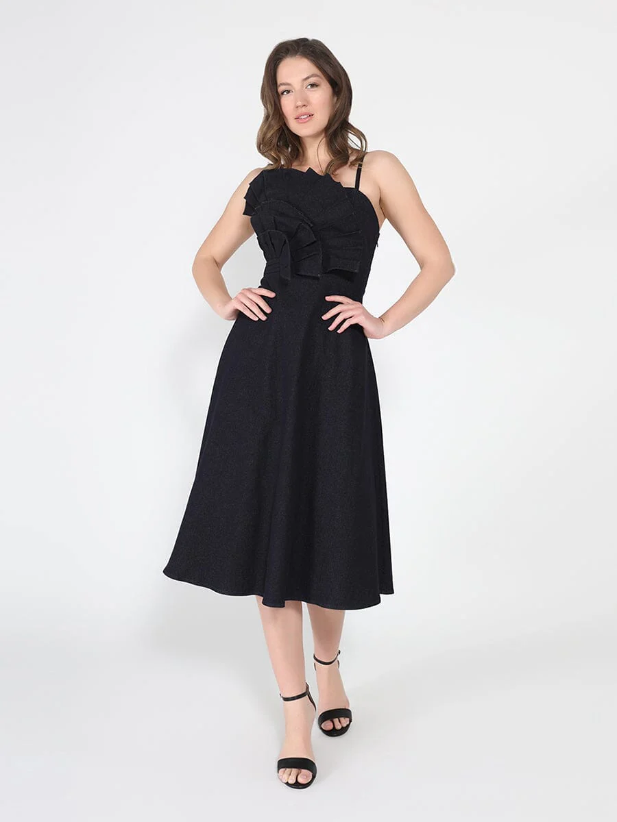 Pleated Detail Strap A-Line Dress - Image 2