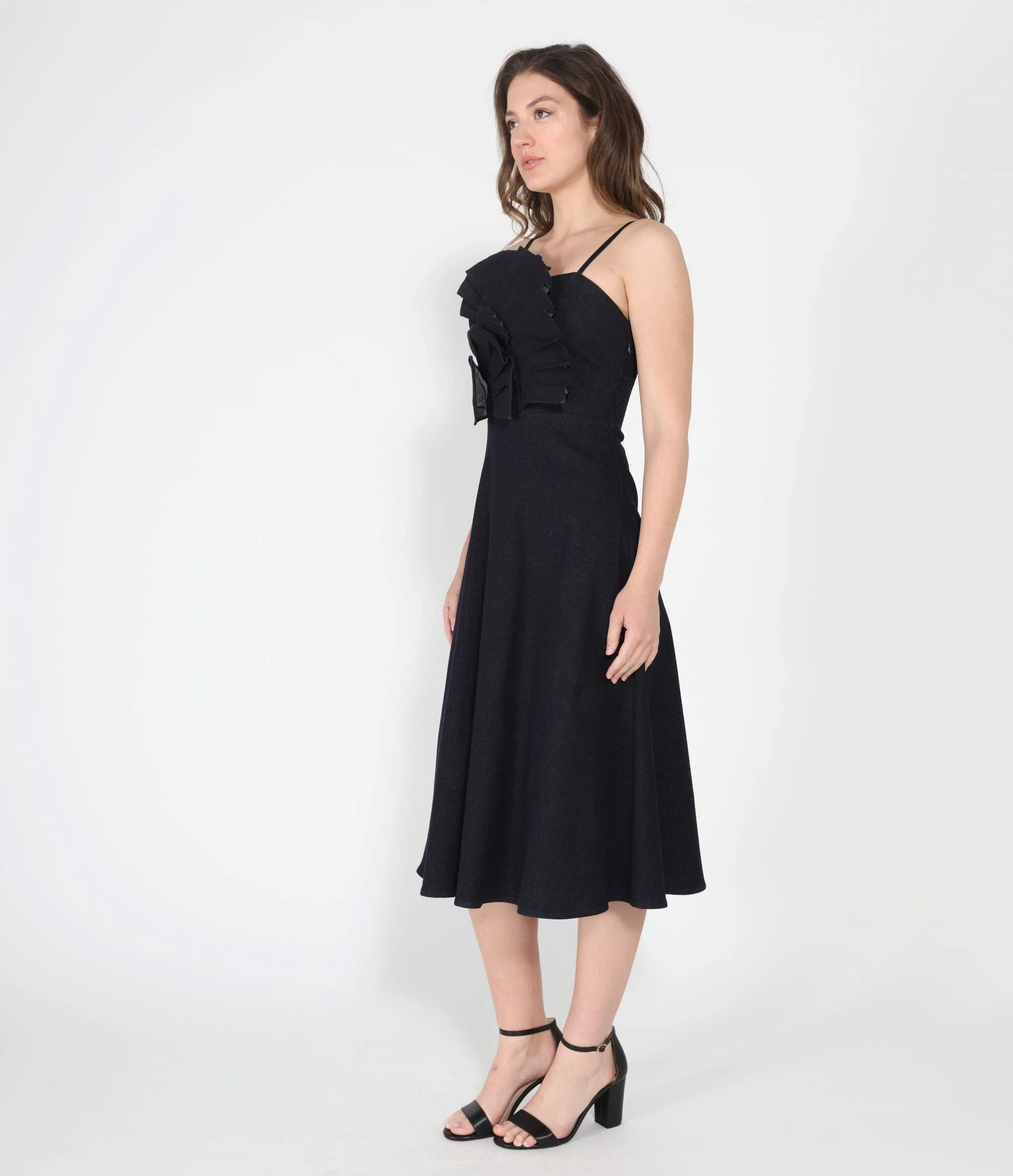 Pleated Detail Strap A-Line Dress - Image 3