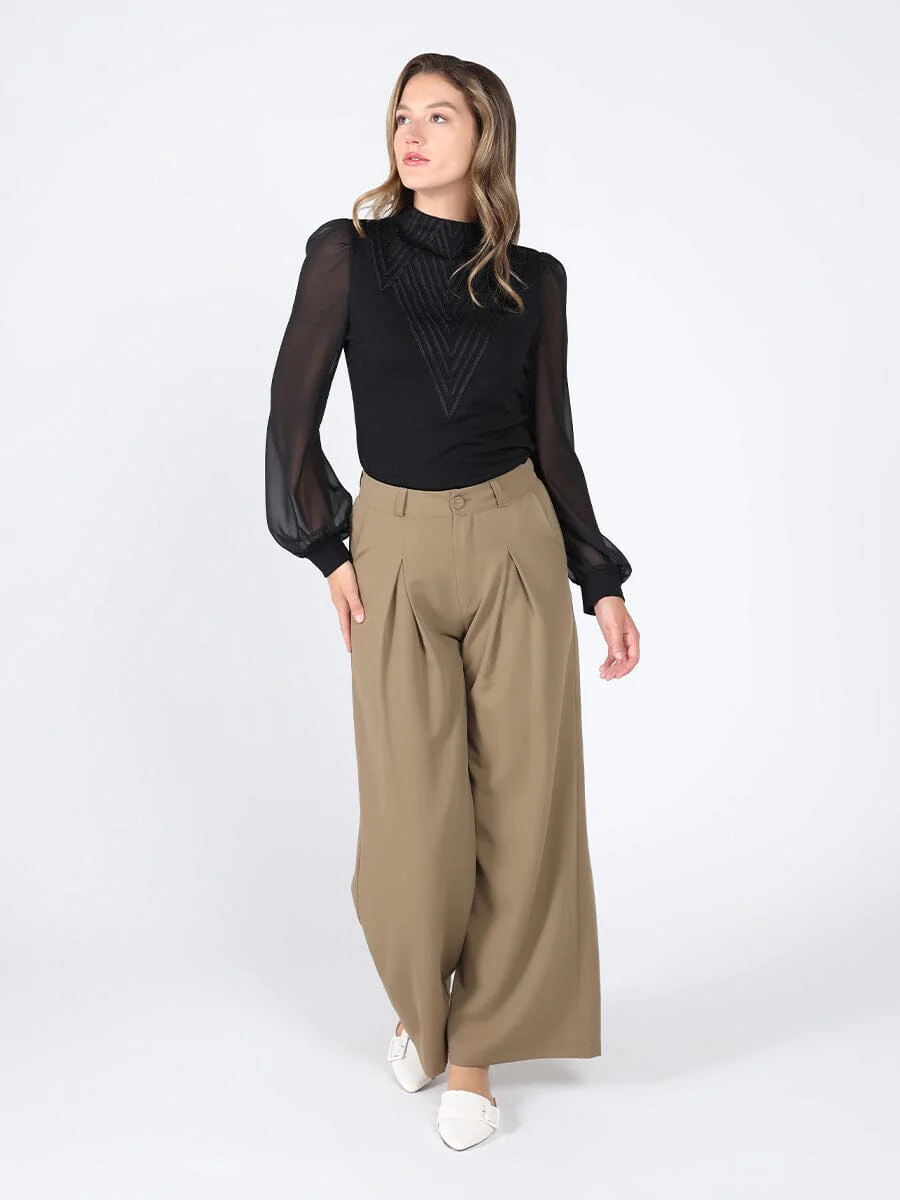 Pleated Wide Leg Pants - Image 6