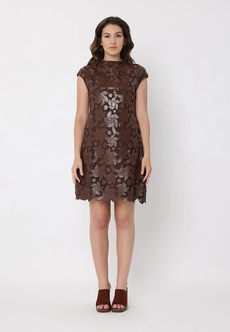 Pleather Cut Out Cap Sleeve Dress