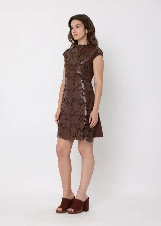 Pleather Cut Out Cap Sleeve Dress - Image 3