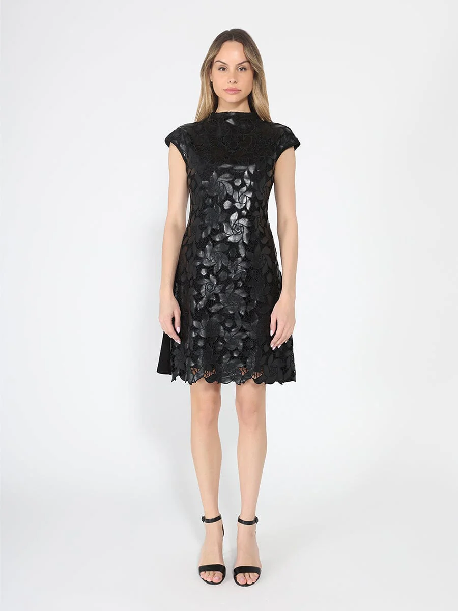 Pleather Cut Out Cap Sleeve Dress - Image 5