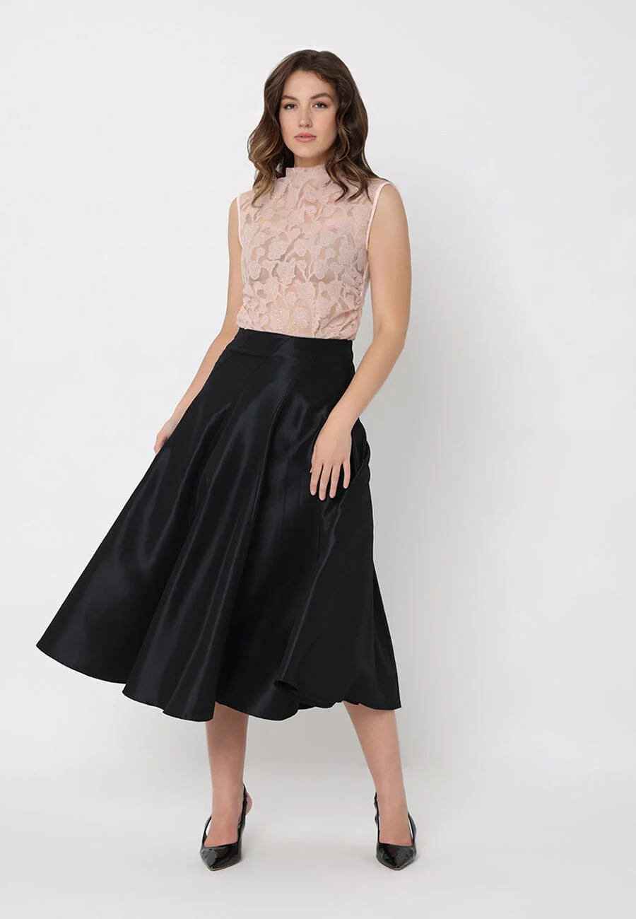 Pleats Detail A-Line Midi Length Skirt - Image 2