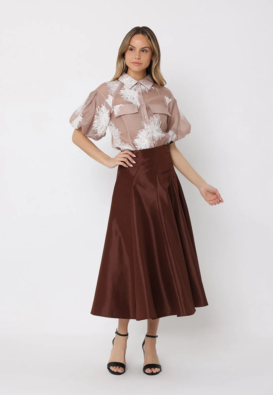 Pleats Detail A-Line Midi Length Skirt - Image 6